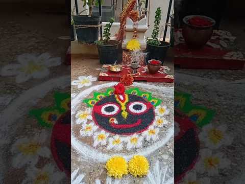 Kartika purnima Tulashi puja shree jagannath rangoli || panchuka muruja design || tulasi puja#shorts