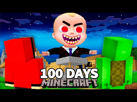 We Survived 100 Days From Giant Scary BOSS BABY in Minecraft Challenge - Maizen  JJ and Mikey