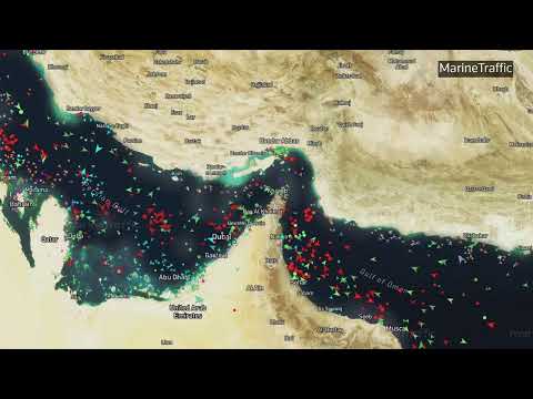 Vessel tracker showing traffic in Strait of Hormuz