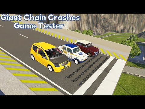 Giant Chain Crashes High Speed Car Jump (Crash Test) - BeamNG.drive Giant Chain Vs Cars