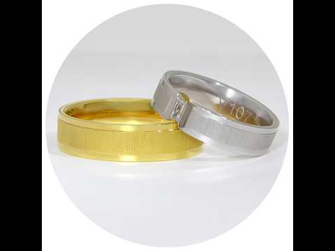 Verighete Cuplu Aur 14 k Duo Mat-Lucios Diamant Natural | Lisbon