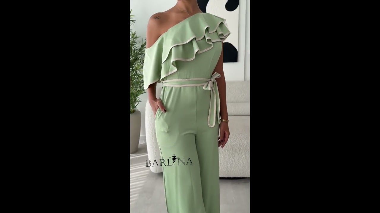 Apple jumpsuit with shoulder ruffles - XXL