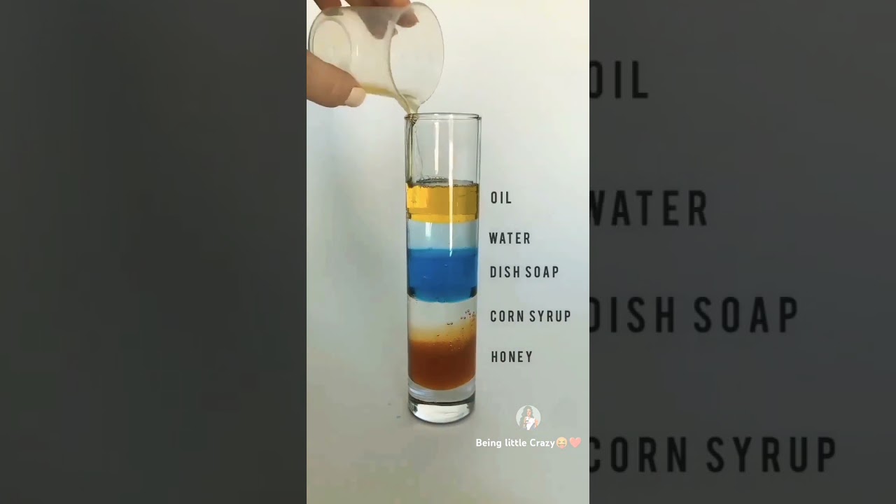 | colourful liquid density gradient | layers of liquid in glass |Awesome science experiment