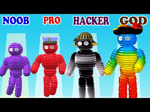 NOOB vs PRO vs HACKER vs GOD in Rope Man Run Gameplay - Who are you?