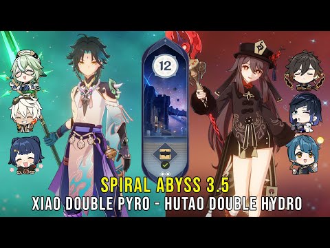 C0 Xiao Double Pyro and C1 Hutao Double Hydro - Genshin Impact Abyss 3.5 - Floor 12 9 Stars