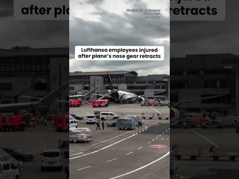 Lufthansa employees injured after plane's nose gear retracts #shorts