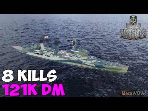 World of WarShips | Belfast | 8 KILLS | 121K Damage - Replay Gameplay 4K 60 fps