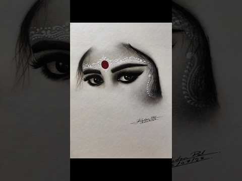 Eyes that speak, adorned in tradition ✨ charcoal drawing #art #rudrapal