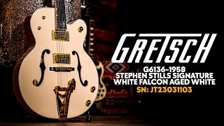 Video thumbnail for Peach Picks! | Gretsch G6136-1958 Stephen Stills Signature White Falcon | Aged White by Peach Guitars