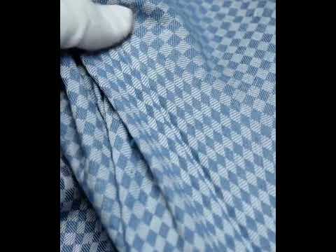 Check White & Blue Twill Pure Cotton 100 Handwoven Fabric — video