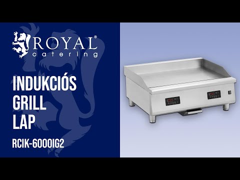 Videó - Indukciós grill lap - 910 x 520 mm - sima - 2 x 6000 W - Royal Catering