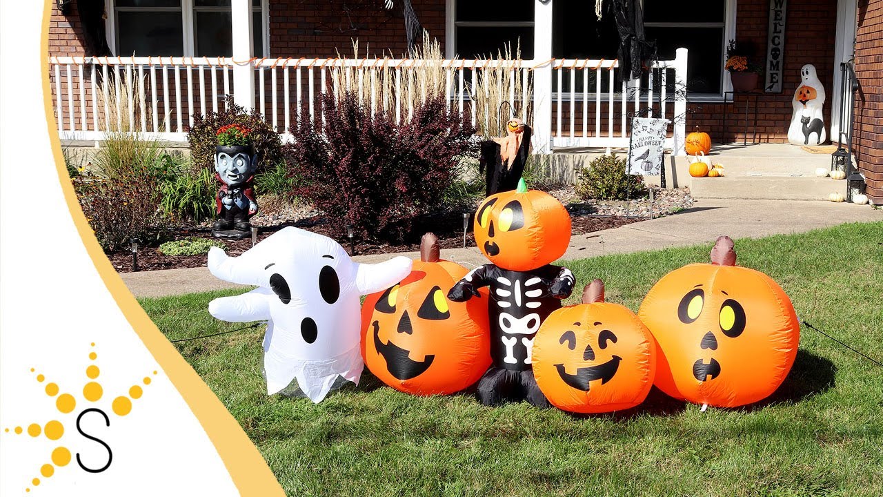 Sunnydaze Inflatable Halloween Decoration - 7-Foot Haunted Pumpkin Patch-LDE-497