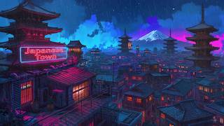 Retro 1980s & 90s 🌉 Lofi Hip Hop Beats & Nostalgic Vibes 🪶 Japanese Town Ambience Lofi Rain Playlist