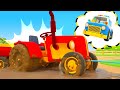 The Tractor Needs Help The Police Car Saves The Tractor For Kids Farm Vehicles Cartoons For Kids