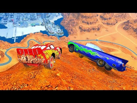 Dirty Lightning McQueen Vs Blue Ramone Cliff Drop Ep. 1 - GTA IV Damage Mod