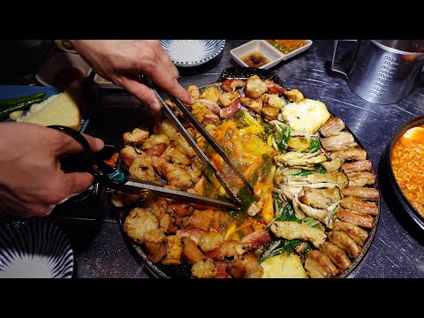 O melhor gopchang de Seul / comida coreana intestinos de carne para churrasco / comida exótica coreana