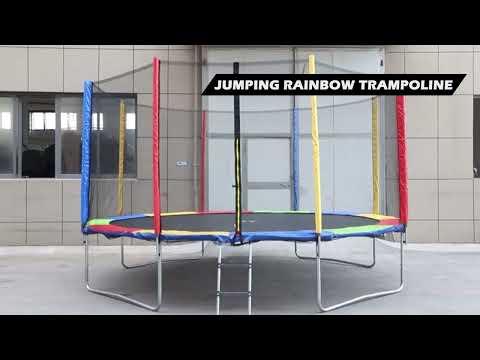 Toy Park PI581 16Ft Rainbow Trampoline With Basketball Hoop