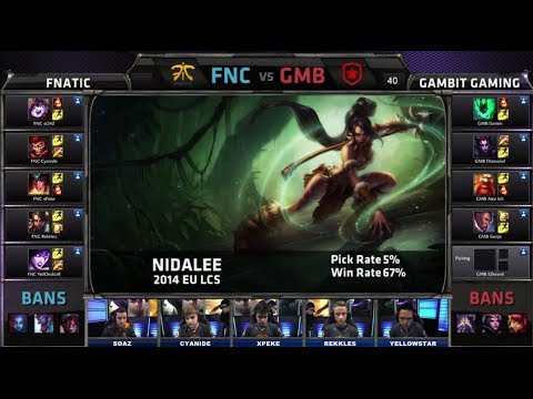 Fnatic vs Gambit Gaming | Season 4 EU LCS Spring split 2014 W7D2 G1 | FNC vs GMB Full game HD