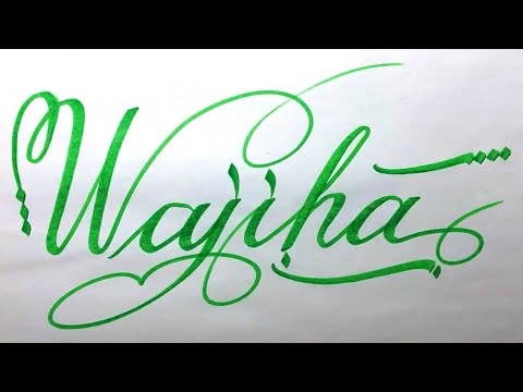 Wajiha Name Signature Calligraphy Status | How to Cursive write with cut Marker #wajiha @Wajiha