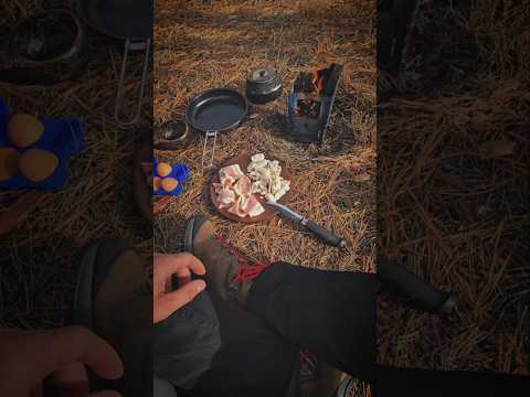 Fresh Breakfast in the Woods - Marttiini Lynx Black Edition Knife - Bushcraft - Hanwag Tatra II