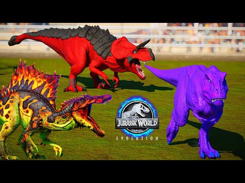 Ultimasaurus vs Tyrannosaurus REX, Spinosaurus, Godzilla Dinosaurs Fight - Jurassic World Evolution