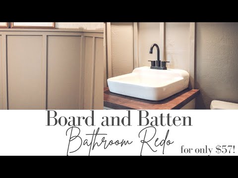 $57 Board and Batten Bathroom Redo! | SO cheap and so easy!