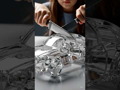 Glass Car Sliced in Half with a Knife 🔪✨ #Shorts