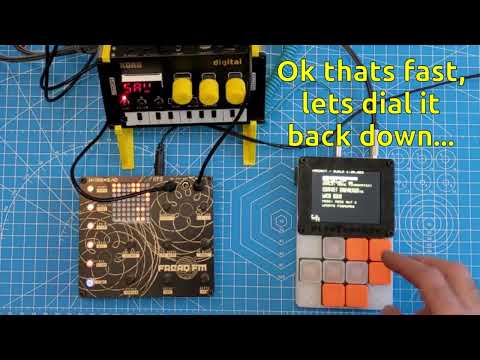 Load video: This is a quick video demo of the picoTracker beat syncing with the Freaq FM. The picoTracker doesn't (yet!!) support sync pulse out so in this demo I'm using the NTS-1 to take MIDI clock out from the picoTracker and pass on the sync pulse out to the Freaq