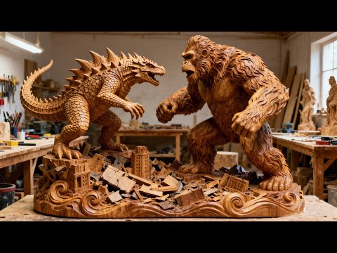 Carving VENOM, Hulk vs Wolverine Fighting Wooden Diorama... | By @woodartvietnam3723