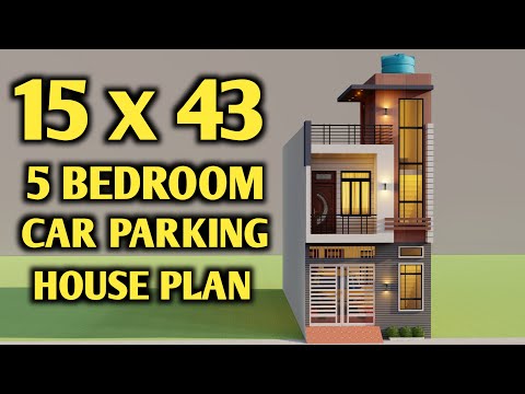 15x43 Car Parking 5 Bedroom House Design || Duplex New House Elevation 2024