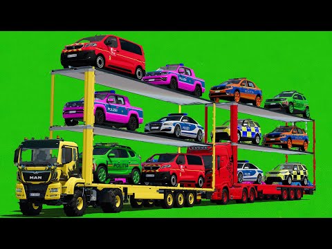 LOAD POLICE CARS, AMBULANCES, DACIA, VOLKSWAGEN & TRANSPORT WITH TRUCKS - FS22