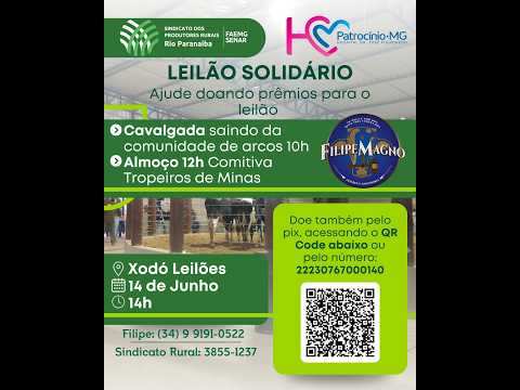 LEILÃO SOLIDÁRIO 14/06/2026 - FILIPE MAGNO LEILÕES - RIO PARANAÍBA-MG