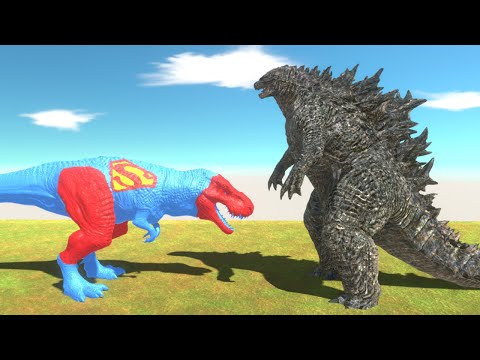 Super Man T-Rex Death Run vs Godzilla - Animal Revolt Battle Simulator
