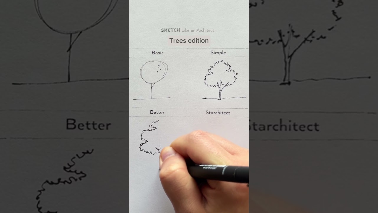 4 Styles of Drawing TREES Like an Architect