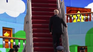 Biden falls down super mario 64 staircase