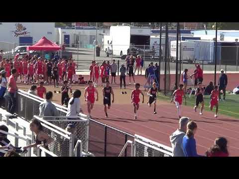 FSB 100m Heat 1 vs Troy 3-14-18 - Los Alamitos Boys