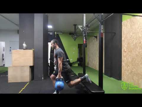 Double Kettlebell Bulgarian Split Squat (TFA)