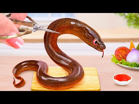Cooking Tasty Miniature Blooming Eel Fish Fried in Mini Kitchen ASMR | Mini Yummy