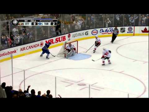 Jay McClement breakaway late in 3rd Feb 16 2013 Ottawa Senators vs Toronto Maple Leafs NHL Hockey