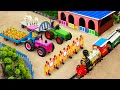 Diy tractor mini Bulldozer to making Barrier for Train | diy Tractor transporting Pumpkins | HP Mini