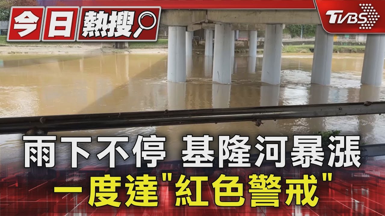 雨下不停!基隆河暴漲 一度達「紅色警戒」
