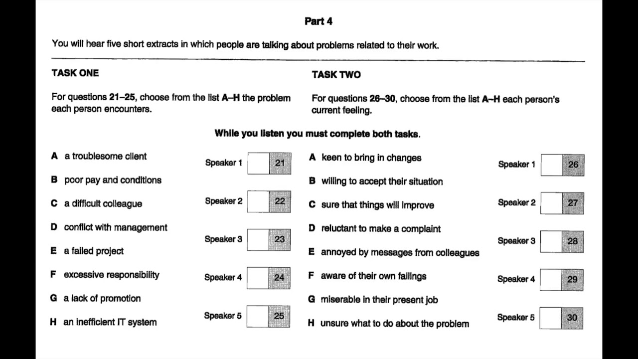 Listening CAE 1, Test 3, Part 4