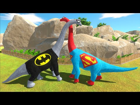 NEW BATMAM vs ALL SUPERMAN BRACHIOSAURUS BATTLE DEATH RUN - Animal Revolt Battle Simulator