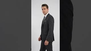 Men’s Classic Black Sharkskin 3-Piece Business Suit – Vested Wedding, Church and Formal Suit video