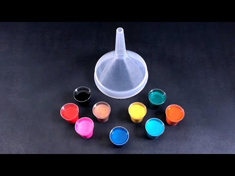 Malen mit einem Trichter und flüssigen Acrylfarben - Mit Silikonöl für bunte Zellen