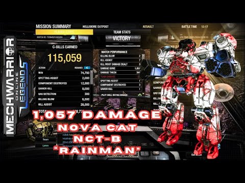 Mechwarrior Online: Nova Cat NCT-B - 1,057 Damage at HPG Manifold 2 KB 3 KMDD - Artemis Build