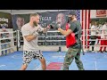 CALEB PLANT LOOKS TO BLAST CANELO WITH POWER JABS AND STRAIGHTS! WORKS MITTS AHEAD OF FIGHT