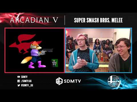 Arcadian 5 - Streamlord (Fox) vs. Cheesy (Marth) - Singles Top 8 Winners Semifinals - Smash Melee