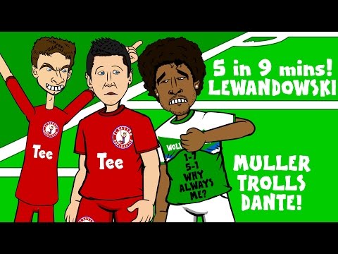 LEWANDOWSKI scores 5 goals in 9 minutes! (FC Bayern 5-1 Wolfsburg - Muller trolls Dante prank)