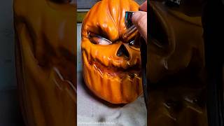Spray Painting Cheap Dollar Store Halloween Mask (Full Pumpkin Mask Video)
